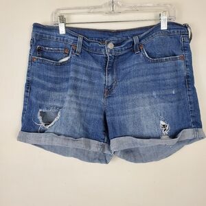 Levi's Jean Shorts Womens 32 Classic Denim Light Distressing Mid Rise Comfort